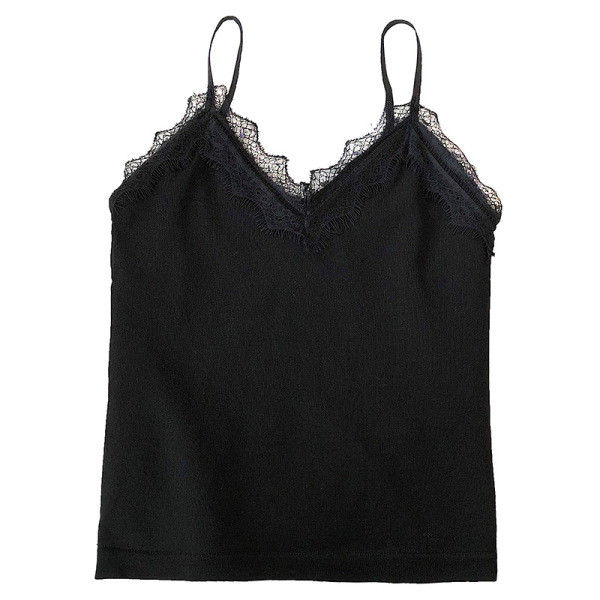 Γυναικείο αμάνικο με δαντέλα σε λευκό και μαύρο  χρώμαμε λεπτές λουρίδες 