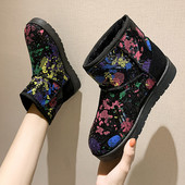 Alkalmi női csizma lapos talppal és flitterekkel fekete és szürke színben