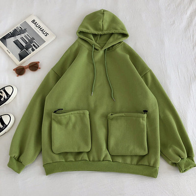 Napi női pulóver három színben, zsebekkel és kapucnival