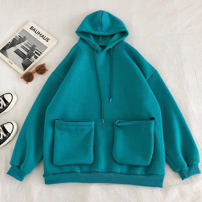 Napi női pulóver három színben, zsebekkel és kapucnival