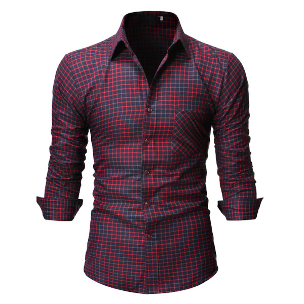 Ανδρικό καρό πουκάμισο με κλασικό γιακά και κουμπιά