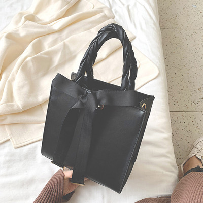 Μοντέρνα οικολογική δερμάτινη τσάντα με μακρύ και κοντό χερούλι σε τρία χρώματα