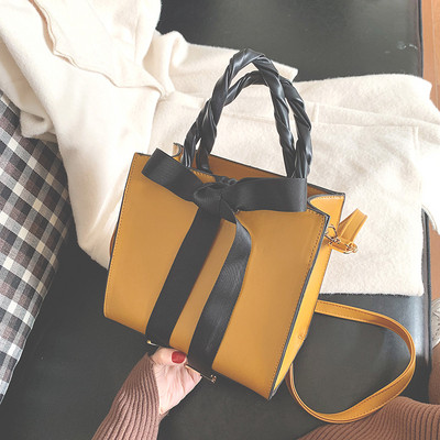 Μοντέρνα οικολογική δερμάτινη τσάντα με μακρύ και κοντό χερούλι σε τρία χρώματα