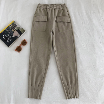 Női alkalmi nadrág két színben gumírozott derékkal és zsebekkel