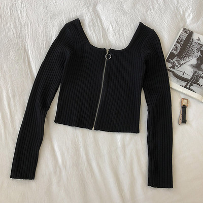 Καθημερινή γυναικεία μπλούζα με φερμουάρ και μακρύ μανίκι σε τρία χρώματα