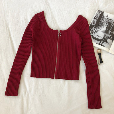 Καθημερινή γυναικεία μπλούζα με φερμουάρ και μακρύ μανίκι σε τρία χρώματα