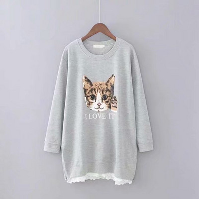 Μοντέρνα γυναικεία μπλούζα με μακρύ μανίκι με μαύρο και γκρι χρώμα