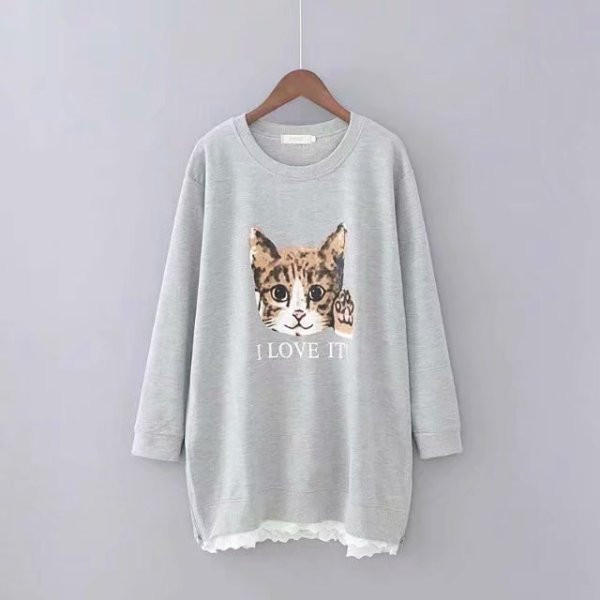 Μοντέρνα γυναικεία μπλούζα με μακρύ μανίκι με μαύρο και γκρι  χρώμα 