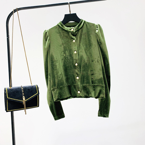 Νέο μοντέλο  γυναικείο πουκάμισο με χαμηλού περιλαίμιου σε μοβ, πράσινο και μαύρο χρώμα