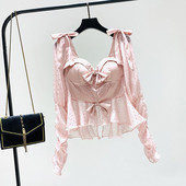 Új modell elegáns női blúz tüll ujjal