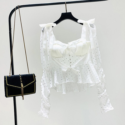 Új modell elegáns női blúz tüll ujjal