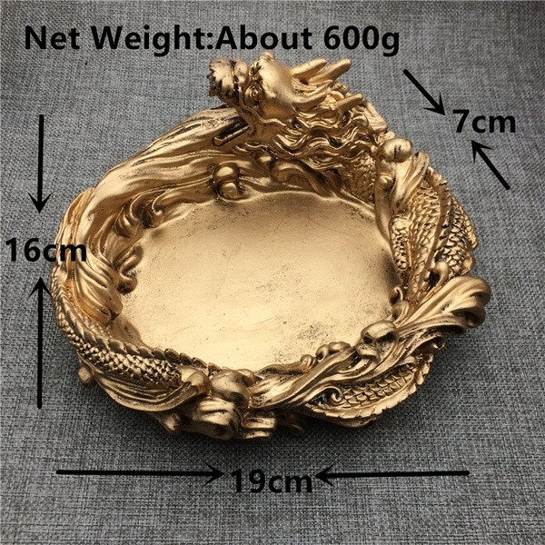 Vintage στυλ τασάκι ρητίνη με χρυσό σχεδιασμό δράκων