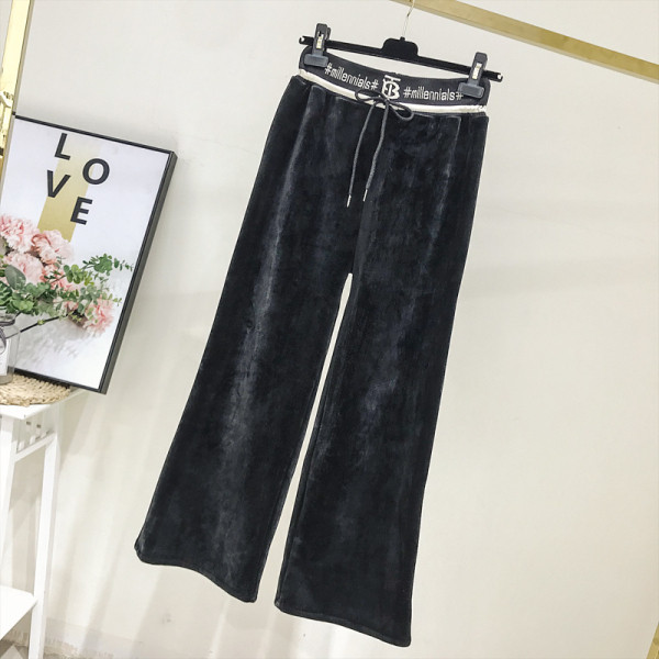 Új modell női sportbársony nadrág fekete színben