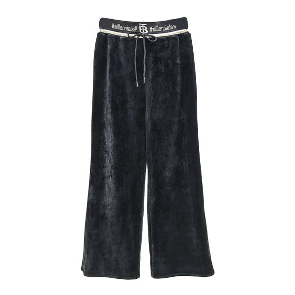 Új modell női sportbársony nadrág fekete színben