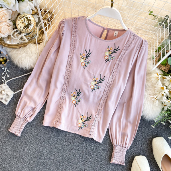 Modern női ing hímzéssel és hosszú ujjú több színben