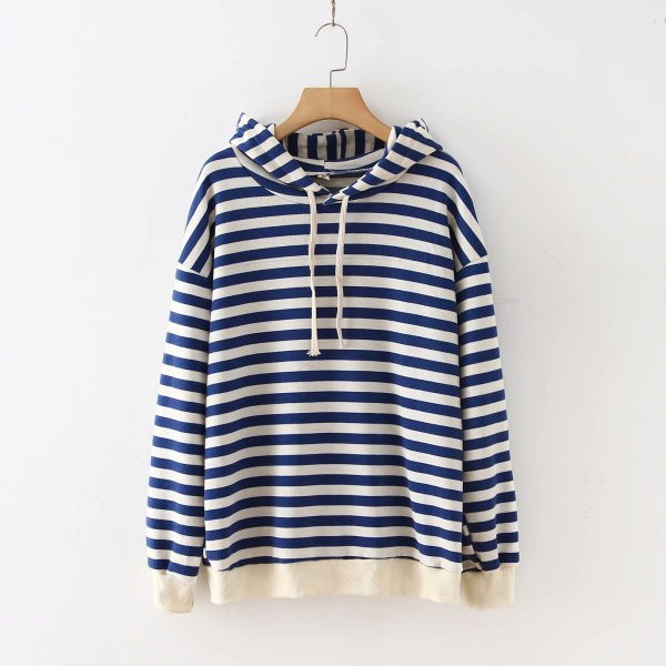 Nappali női csíkos pulóver kapucnival és nyakkendővel három színben