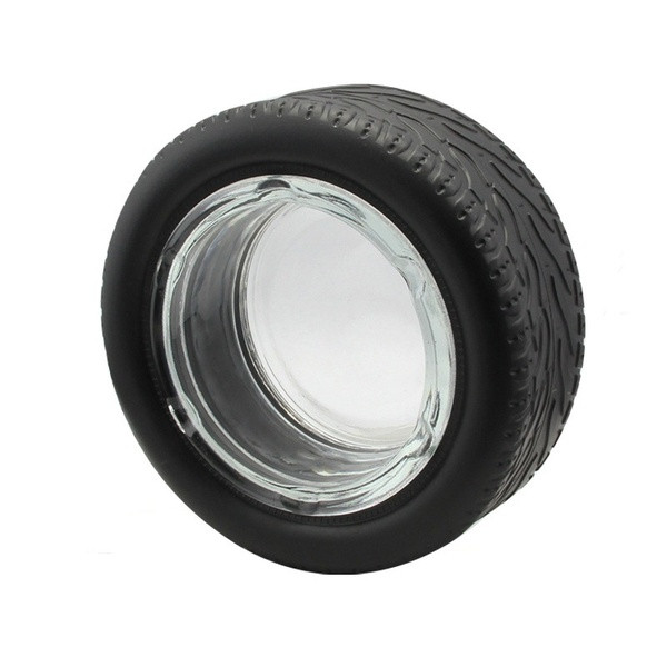 Γυάλινο σταχτοδοχείο σε σχήμα  ρόδα από καουτσούκ