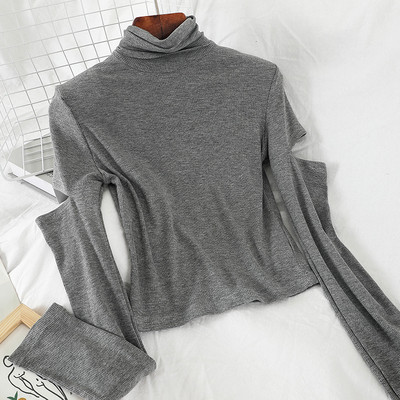 Női alkalmi blúz három színben pólógallérral és kivágásokkal