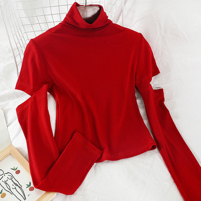 Női alkalmi blúz három színben pólógallérral és kivágásokkal