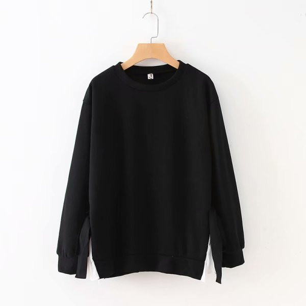 Női alkalmi blúz hosszú ujjal és O-nyakú rózsaszín, fekete és zöld színben