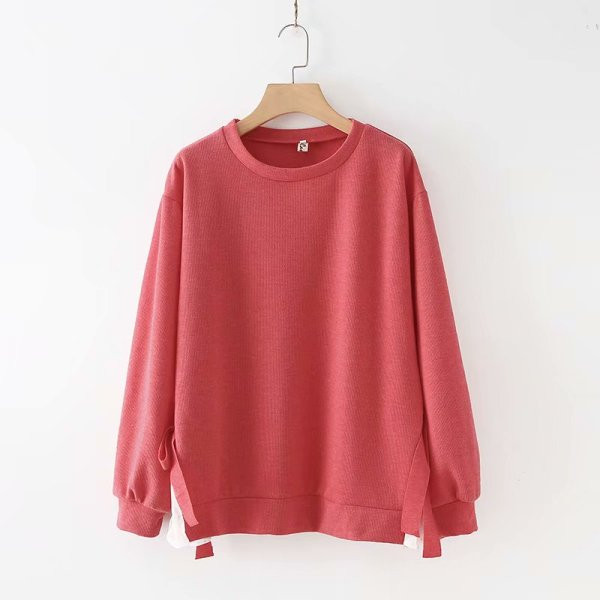 Női alkalmi blúz hosszú ujjal és O-nyakú rózsaszín, fekete és zöld színben