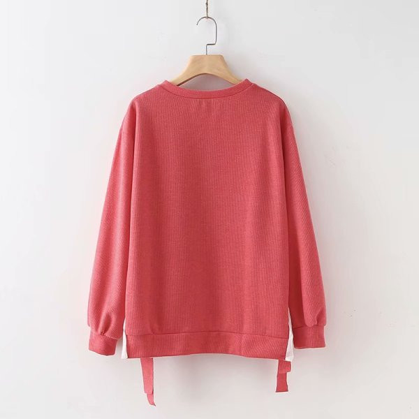 Női alkalmi blúz hosszú ujjal és O-nyakú rózsaszín, fekete és zöld színben