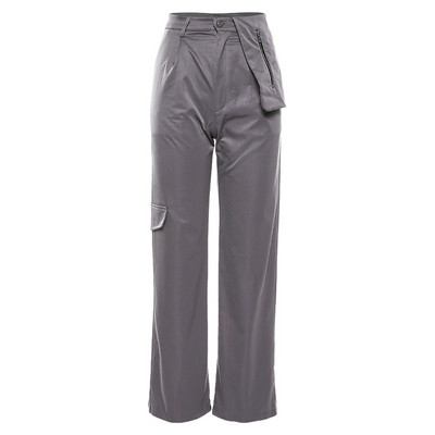 Νέο μοντέλο αθλητικά γυναικεία παντελόνια με υψηλή μέση και τσέπες σε γκρι χρώμα