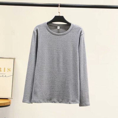 Női alkalmi blúz hosszú ujjal és O-nyakú szürke, rózsaszín és fekete színben