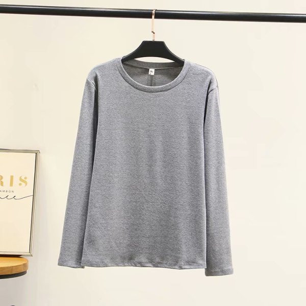 Női alkalmi blúz hosszú ujjal és O-nyakú szürke, rózsaszín és fekete színben