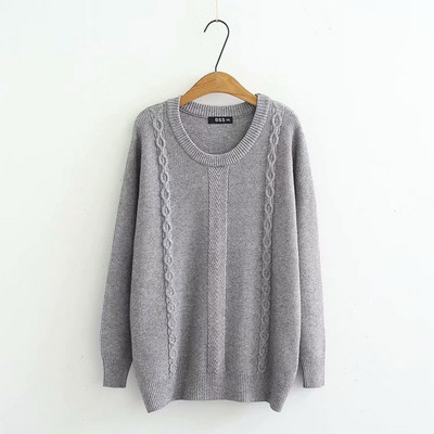 Alkalmi női kötött pulóver O-nyakú szürke és zöld színben