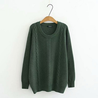 Alkalmi női kötött pulóver O-nyakú szürke és zöld színben