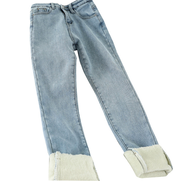 Alkalmi női farmer kék színben, magas derékkal és zsebekkel