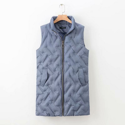 Alkalmi női mellény magas gallérral és cipzárral fekete és kék színben