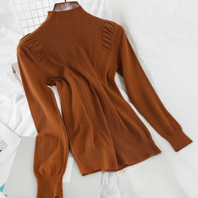 Καθημερινό γυναικείο πουλόβερ σε διάφορα χρώματα με ημι-υψηλό γιακά