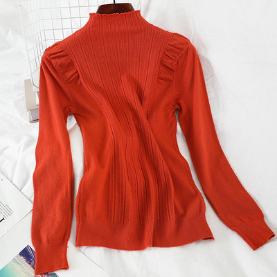 Καθημερινό γυναικείο πουλόβερ σε διάφορα χρώματα με ημι-υψηλό γιακά