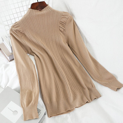 Καθημερινό γυναικείο πουλόβερ σε διάφορα χρώματα με ημι-υψηλό γιακά