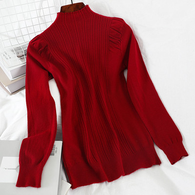 Καθημερινό γυναικείο πουλόβερ σε διάφορα χρώματα με ημι-υψηλό γιακά