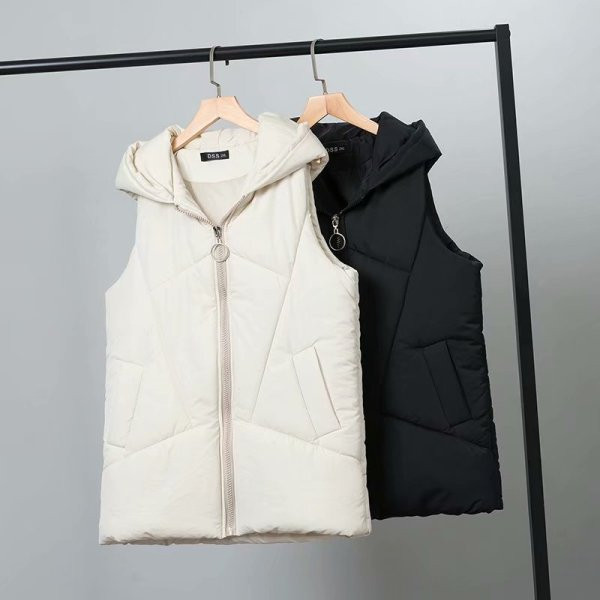 Alkalmi női mellény zsebekkel és cipzárral fehér és fekete színben