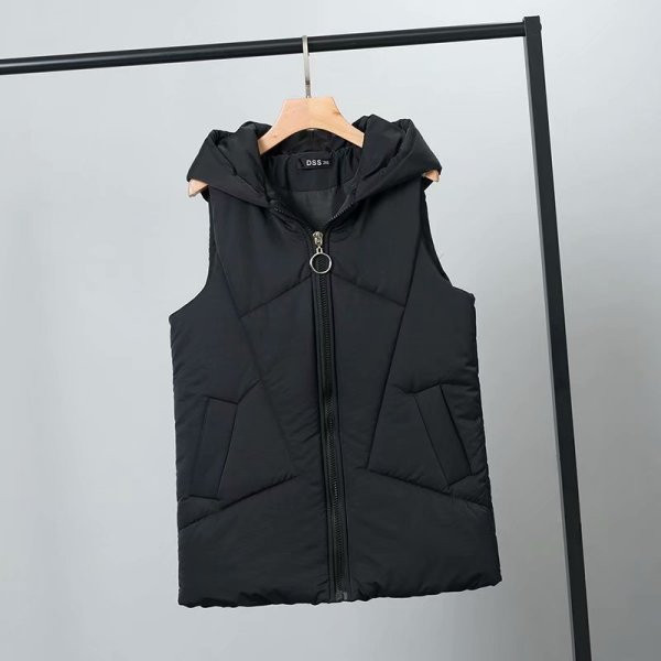 Alkalmi női mellény zsebekkel és cipzárral fehér és fekete színben