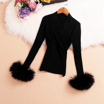 Modern női pulóver négy színben V-nyakú és pehelyes