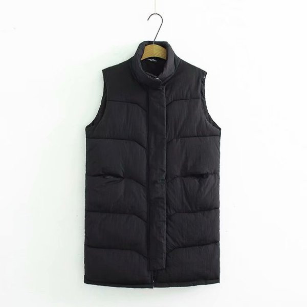 Casual γυναικείο γιλέκο με μεγάλο κολάρο και φερμουάρ σε πράσινο και μαύρο χρώμα