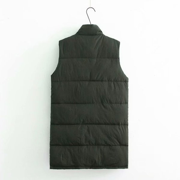 Casual γυναικείο γιλέκο με μεγάλο κολάρο και φερμουάρ σε πράσινο και μαύρο χρώμα