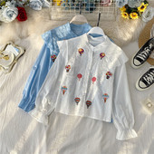 Hímzéses, hosszú ujjú, hétköznapi női ing több színben