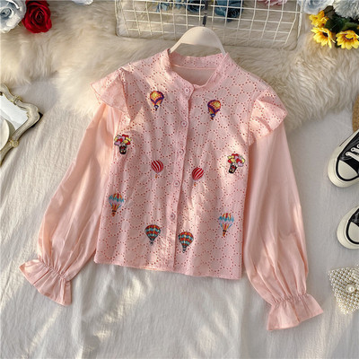 Hímzéses, hosszú ujjú, hétköznapi női ing több színben