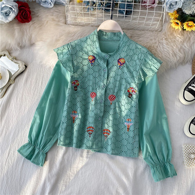 Hímzéses, hosszú ujjú, hétköznapi női ing több színben