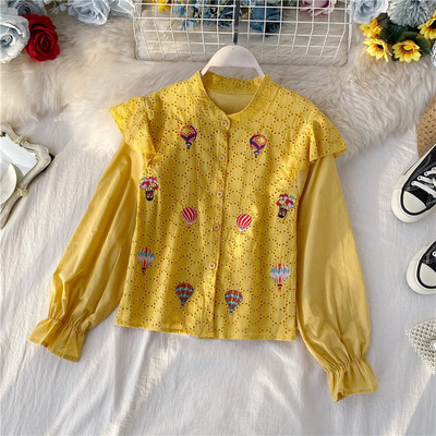 Hímzéses, hosszú ujjú, hétköznapi női ing több színben