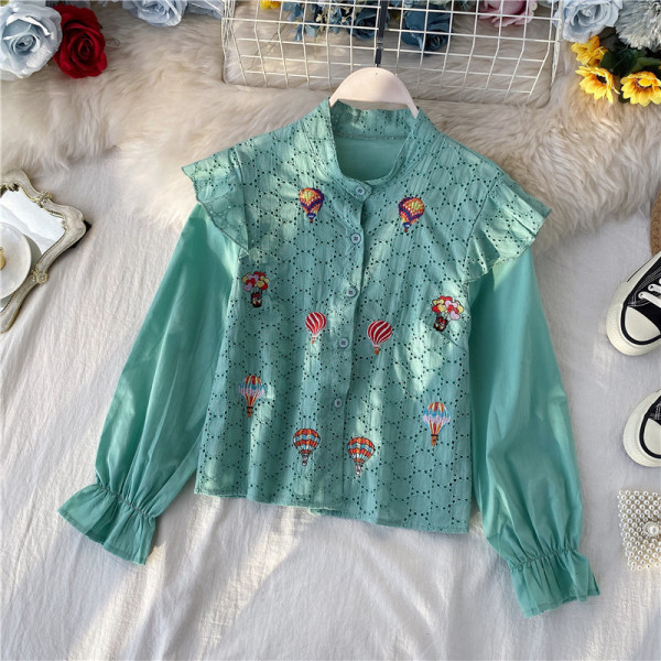 Hímzéses, hosszú ujjú, hétköznapi női ing több színben