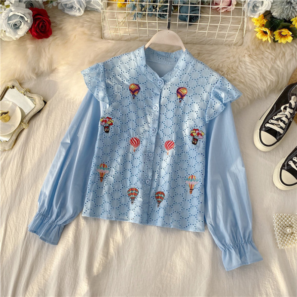 Hímzéses, hosszú ujjú, hétköznapi női ing több színben