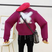 Γυναικείο πουλόβερ με πεταλούδα σε μοβ και καφέ χρώμα