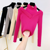 Női pulóver polo gallérral és kivágásokkal ciklámen, bézs, szürke és fekete színben